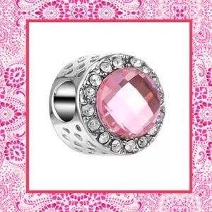 🎀NEW BABY PINK BLING BEAD GEM CHARM WIDE WHOLD DIY